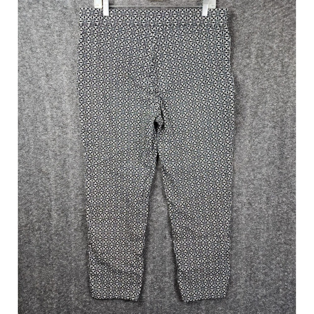 Verve Blues Ankle Pants Women Large Black White Geometric Print High Rise Crop - Picture 2 of 9